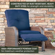 Hanover Strathmere Outdoor Recliner Chair with Navy Blue Cushions