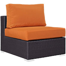 Modern Contemporary Urban Design Outdoor Patio Balcony Seven PCS Sectional Sofa Set, Orange, Rattan