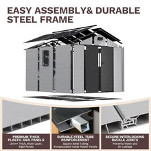 Patiowell 8x8 FT Plastic Outdoor Storage Shed with Floor, Light Gray