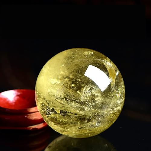 FOTCFATEV Crystal Ball, Citrine, Citrine, Round Ball, Figurine, feng Shui Goods, Purification, Luck, Financial Luck, Increase, Business Prosperity,75~80mm
