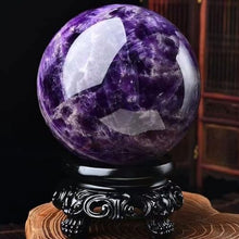 FOTCFATEV Crystal Ball, Dream Amethyst with Stand Crystals Sphere Quartz Purple Figurines for Divination Yoga Home Office FengShui Decoration,9cm/3.5in
