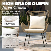 IDZO Isabelle Outdoor Wicker Chairs Set of 2 with Beige Olefin Cushions