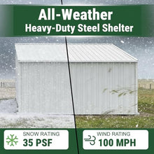 DuraYu 20x12 ft Livestock Metal Shed, Heavy Duty Steel Animal Shelter with Skid Base, Outdoor Farm Storage for Cattle Horses Hay, Cream