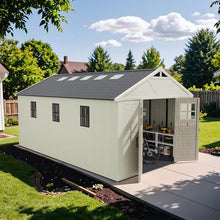 Patiowell 10x16 FT Resin Outdoor Storage Shed with Floor and Skylight