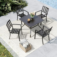 MFSTUDIO Outdoor Dining Chairs Set of 4, Metal Patio Chairs for Deck Bistro Porch Lawn, Black Wrought Iron Stackable Patio Dining Chairs
