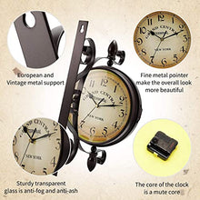 saditesdk Wall Clock, Wall Clock, Metal Frame & Waterproof Cover, Double-Sided Vintage Retro Hanging Bracket Clock for Indoor Outdoor，