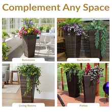 Sunnydaze 24" Square Tall Wicker Outdoor Planter, Brown, 8pk