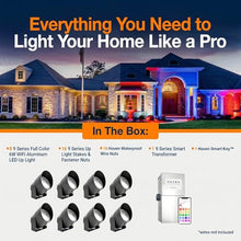 Haven Lighting 9 Series Landscape Lighting Kit - Professional-Grade App Controlled Smart Lights with WiFi - Color Changing Exterior House Lighting, 8-Up LED Lights