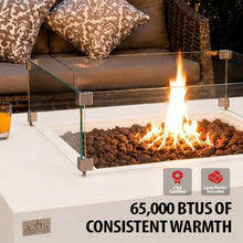 AMS 40" Square Concrete GFRC Natural Gas Fire Pit Table (Cream White)