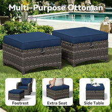 Gardenbee 5 Piece Outdoor Wicker Patio Furniture Set, Patio Chairs Set with Thickened Olefin Cushions, High Back and Deep Seating, Hand-Woven PE Rattan, Ottoman for Porch, Deck