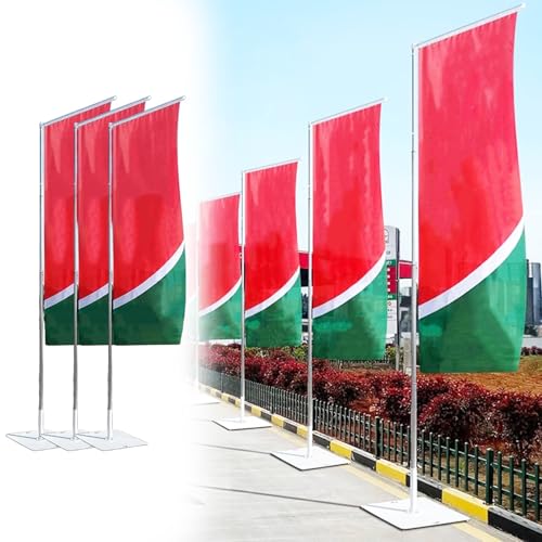 Innovz 16 Ft Feather Flag Pole Kit with Weighted Base, Double Sided Custom Advertising Flags for Outside Business, Heavy Duty Outdoor Flag Pole Aluminum Kit(3pcs)