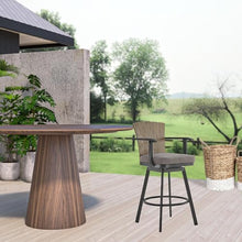 HomeRoots 40" Charcoal Metal Swivel Outdoor Counter Height Bar Chair with Footrest Black