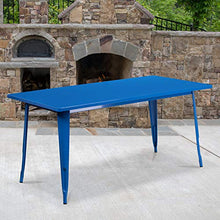 BizChair Commercial Grade 31.5" x 63" Rectangular Blue Metal Indoor-Outdoor Table