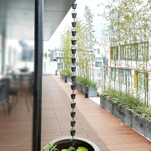 YUSIWOAL Rain Chain Eaves Drainage Rain Gutter Chains, Rain Catchers for Under Gutters Downspouts(300cm/10ft)