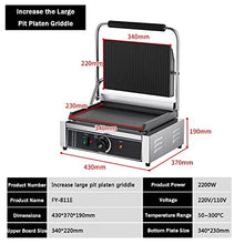 Electric Countertop Griddle Grill Stainless Steel Flat Griddle Hotplate Bbq Kitchen Grill Adjustable Temp Control Restaurant Grill for Camping Outdoor Tailgating Kitchen Home Barbecue,811e