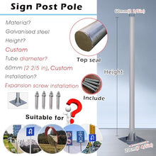 WLCGYD Shade Sail Poles for Deck, Heavy Duty Sign Post and Base Kit/Patio Stick - Traffic Construction Events Sun Shade Use, Pergola Steel Pole ith Mounting(60mm(2 2/5in),2.6m/8.5ft)