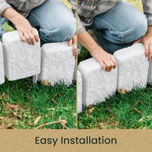 Beuta Landscape Edging | Garden Edging Border | Polyrock Block XL for Lawn Edging, Flower Beds & Yard Edging – 40 Pack | Each Section Has 6 Blocks 48" L x 4" W x 9.5" H | 120 Spikes | Limewash