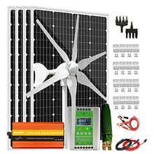 880W Solar Panel Wind Turbine Generator Kit 12V/24V: 4pcs 120W Monocrystalline Solar Panel,400W Wind Turbine Generator,Hybrid MPPT Charge Controller & 3000W Inverter & Brackets