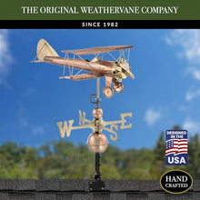 Good Directions Biplane Weathervane, Pure Copper, Airplane Weathervanes, Aviation Décor