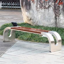 GRFIT Outdoor Bench Backless Garden Bench, with Wooden Surface for Sitting, Stainless Steel Chair for Outdoor, Leisure Seating Garden Bench (Large)