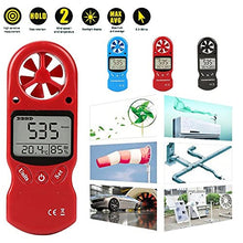 Mini Digital Anemometer Thermometer Windmeters Hand-Held LCD Wind Speed Temperature Humidity Meter with Hygrometer(Blue)