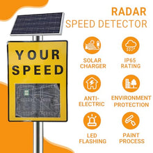 SHAHRYAR 23.6"X35.4" Solar Powered Radar Speed Sign - Freeway Adjustable Speed Monitor,Ip65, Easy to Mount,Adjustable Speed Limit,with Remote Control and Accessories