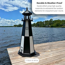 DutchCrafters Decorative Wooden Lighthouse, Standard Light Bulb, Cape Henry Style - Amish Made in USA (Green/White, 6 Foot)