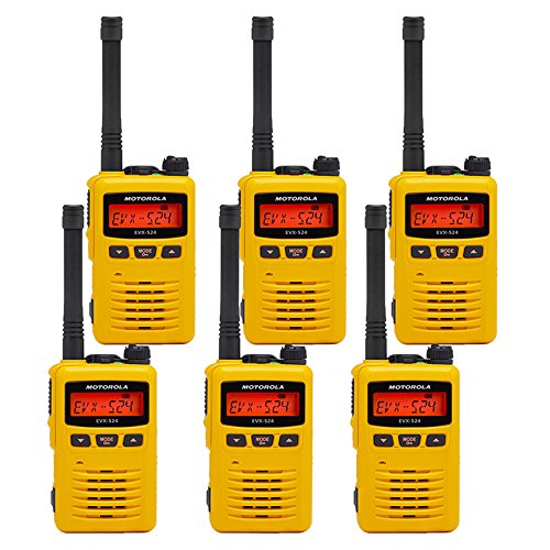 Vertex Standard 6 Pack Motorola EVX-S24 UHF Water Submersible Dustproof Yellow Digital Two Way Radios Preprogrammed