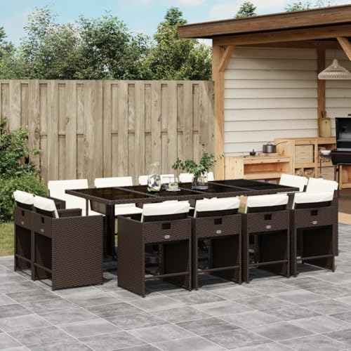 AMBERARD Patio Dining Set Set of 12 Brown Furniture Set