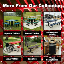 Coated Outdoor Furniture 46In Round Picnic Table, Expanded, Green