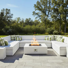 Christopher Knight Home Yuna Outdoor Propane Fire Pit Table with Lava Rock, No Assembly MGO Tank Table for Patio/Deck, 50000 BTU, Square Tabletop Fire Pit Outdoor, Patio Fire Table, White