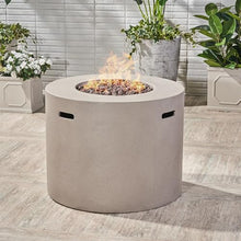 FammyLoft Propane Fire Pit Table, 31 Inch Firepits for Outside, Round Gas Fire Pit for Outside Patio, MGO Propane Fire Table, 40000BTU, Light Grey