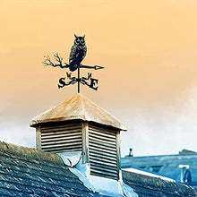 Weather Vane Owl Shape Roof Mount Weathervane Wind Direction Indicator Weathercock Wind Vane Measuring Tools Stainless Steel with Mounting Bracket