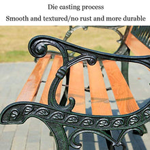 ELUKHT Garden Terrace Park Bench, Recreational Bench with mesh Pattern backrest and armrests, Solid Wood Seats and cast Iron Frame Garden Furniture (Combination 2)