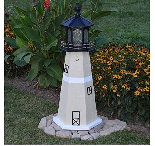 Backyard Crafts Amish-Made Split Rock, MN Replica Lighthouse with Solar-Powered LED Lighting, 39" Tall