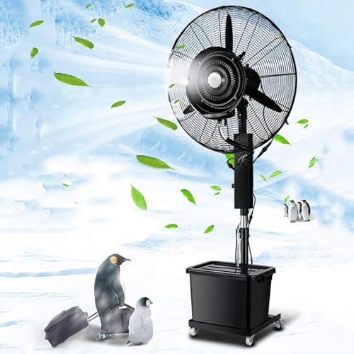 DMVWJR Portable Misting Fan｜Adjustable Height Pedestal Fan｜Mister Fan With 42L Capacity Tank｜Tower Fan Multiple Power Options｜Floor Fan For Office Outdoor Treadmill Camping Bedroom(30 in)