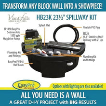 EasyPro Pond Products HB23K Vianti Falls 23 Inch Spillway Kit with White LED