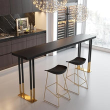 DESALAI Industrial Counter Height bar Table,Rectangle Edge Kitchen Table Solid Wood Bar Top,Dining Coffee Table,Modern High Top with Metal Base,Trestle No stools(Black,160*