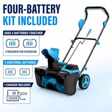 Cordless Snow Blower with 4 Batteries and 1 Charger, 22-Inch Clearing Path