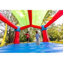Bounceland Inflatable Party Castle Bounce House with Slide and Basketball Hoop Red/Blue