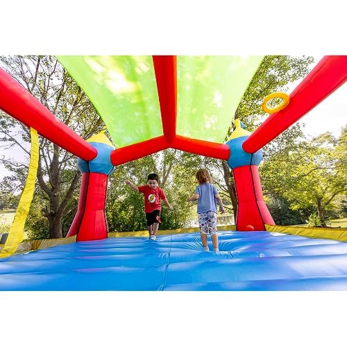 Bounceland Inflatable Party Castle Bounce House with Slide and Basketball Hoop Red/Blue