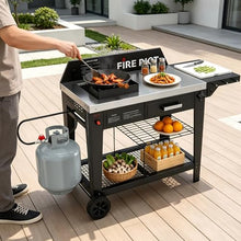 50,000BTU Outdoor Wok Station with Wheels,12.59” Steel Wok, Storage Drawer