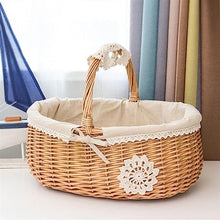 FENOKD Picnic Baskets Picnic Fruit Basket with Lid, Storage Box, Snack Tea Basket, Storage Basket and Cloth，