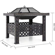 Outdoor Fire Pit with BBQ Grill Shelf Metal Garden Fireplace Patio Firepit Stove Brazier Outdoor Fireplace BBQ Grill Poker,Outdoor Fire Pits