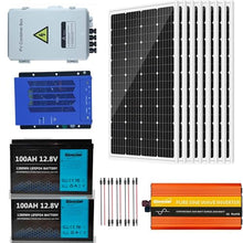 960W Complete Solar Panel Kit with 2pcs 100AH Lithium Battery + 1000W 12V Inverter + 8pcs 120W Mono Solar Panels + 4 String Combiner Box + 60A MPPT Charge Controller + Cables for Home RV Boat