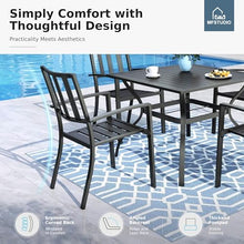 MFSTUDIO Outdoor Dining Chairs Set of 4, Metal Patio Chairs for Deck Bistro Porch Lawn, Black Wrought Iron Stackable Patio Dining Chairs