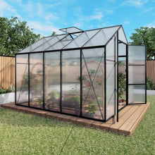 Trygoal 8x10 FT Greenhouse, Walk-in Outdoor Heavy Duty Polycarbonate Greenhouses with Aluminum Frame, High Headroom, UV Protection & Drainage System for Backyard All Season Growing, Black