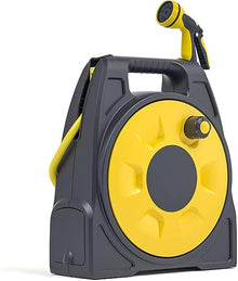 FENOKD Portable Hose Pipe Reel,Portable Retractable Garden Water Hose Reel Cart, Hideaway Hose Reel Box with Hose Includes Multifunction Spray Nozzle.with 20m Hose