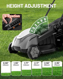 Litheli 40V 18" Cordless Lawn Mower with Brushless Motor, Electric Mower Battery Powered(2 x 5.0Ah Batteries), 2-in-1 Mulching & Bagging