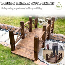 TT-YEL Japanese Style Curved Wooden Pond Bridge, Outdoor Lawn Pond Bridge Walkway, Classic Wooden Arch with Safety Railing, Brown Footbridge, Carbonized Craft,Total Length 180cm
